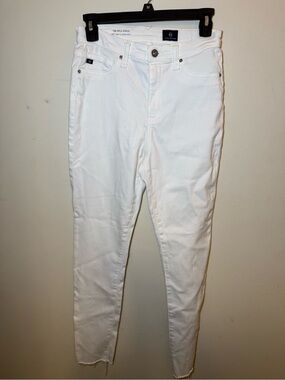 Adriano Goldschmied Mila White Ankle Jeans Pants Sz 27 High Rise Skinny Frayed